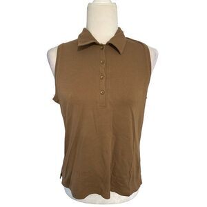 white warren womens solid brown tank top polo medium